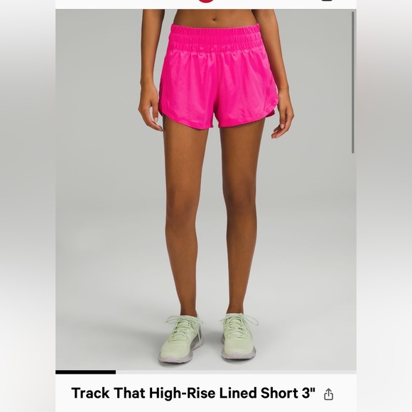 Lululemon Sonic Pink Track That Short 3” HR NWT RARE - Picture 2 of 4